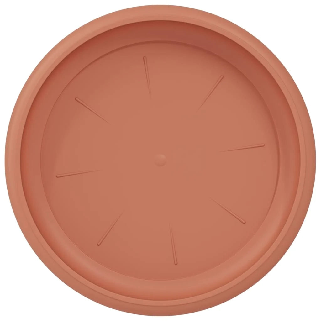 Set di 6 vassoi rotondi ergonomici per fiori 14 x 14 x 2 cm design moderno per interni/esterni in plastica rosso mattone 02_0059335