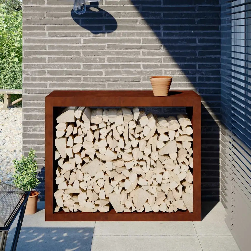 Rack per Legna da Ardere 100x40x80 cm in Acciaio Corten CFW6289648
