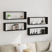 Scaffali da parete 4 pcs Rovere Nero 80 x 15 x 26 cm 862644