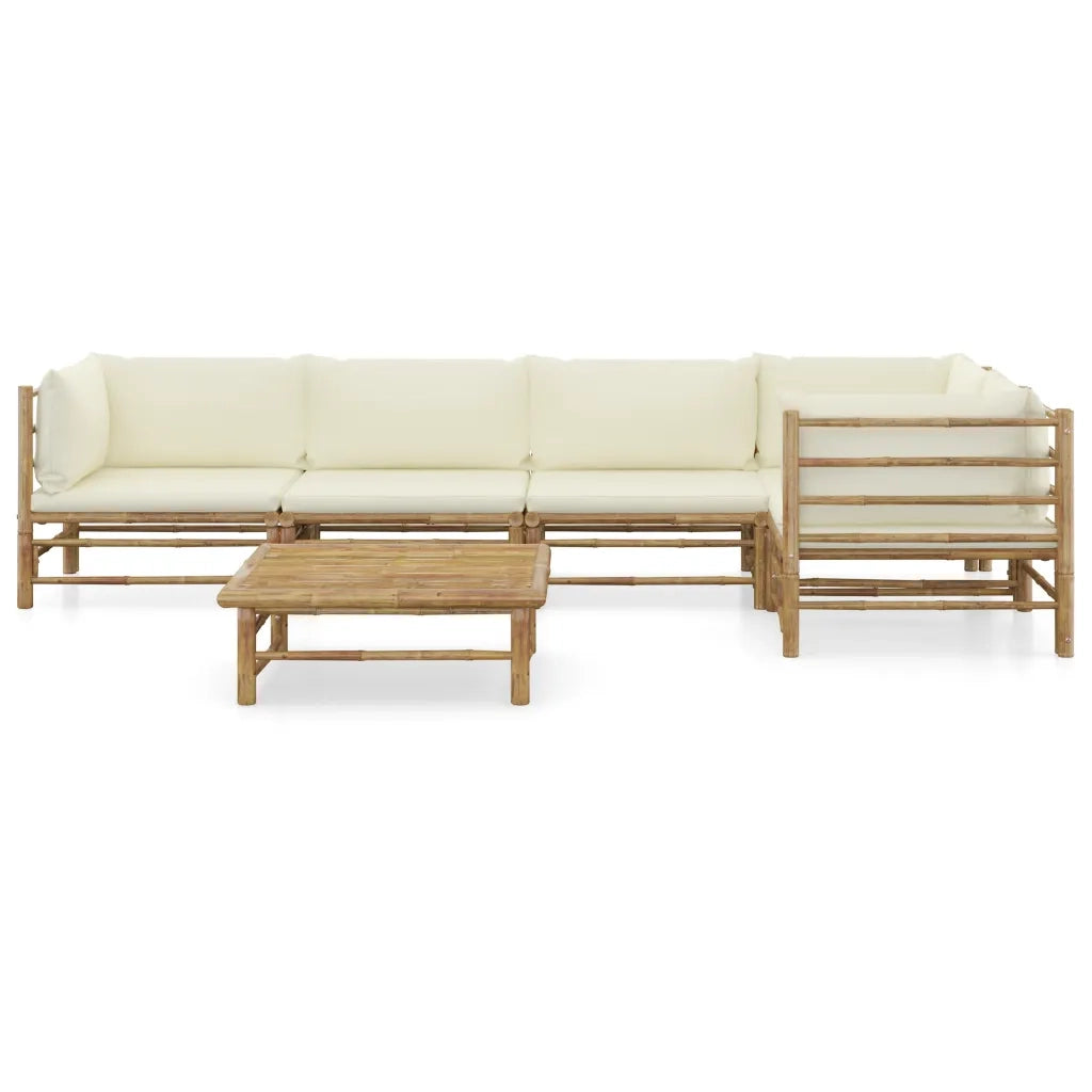 Set Divani da Giardino 6 pz con Cuscini Bianco Crema in BambÃ¹ cod mxl 51638