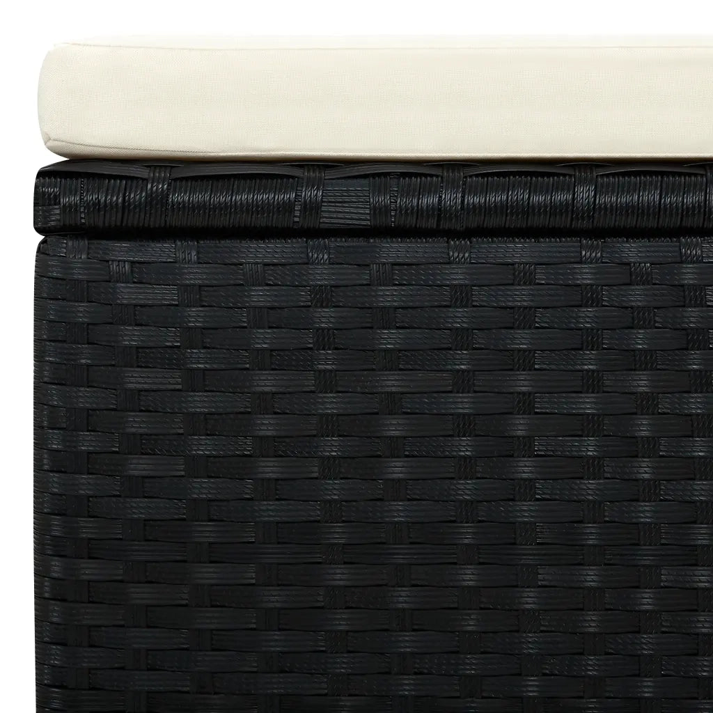 Poggiapiedi Ottomana in Polyrattan 53x53x30 cm Nero 42671
