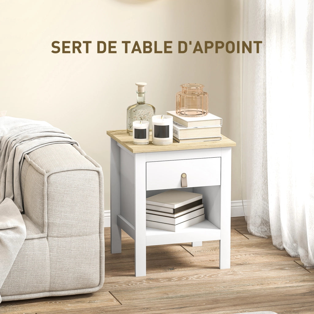 Comodino con cassetto e vano aperto ¨C zephmum ¨C bianco 45x40x55 cm
