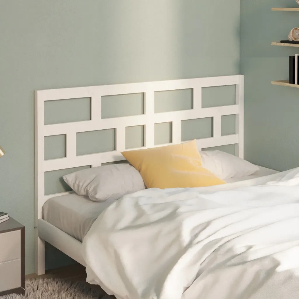Testiera per Letto Bianca 156x4x100cm in Legno Massello di Pino 814200