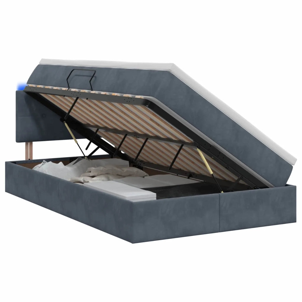 Letto con contenitore LED e materasso Grigio Scuro 120 x 200 cm 3459241
