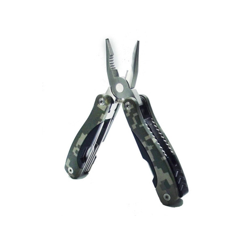 Trade Shop - Pinza Multiuso 12in1 Universale Taglia Cavi Seghetto Apribottiglie Cacciavite Da 3-6-8mm Lima Mimetico -