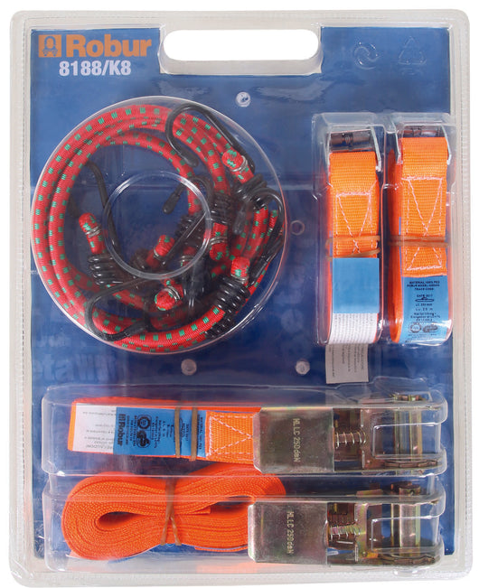 KIT SISTEMA DI FISSAGGIO 8 PEZZI FASCE SERRANTI E FUNI ELASTICHE -8188/K8