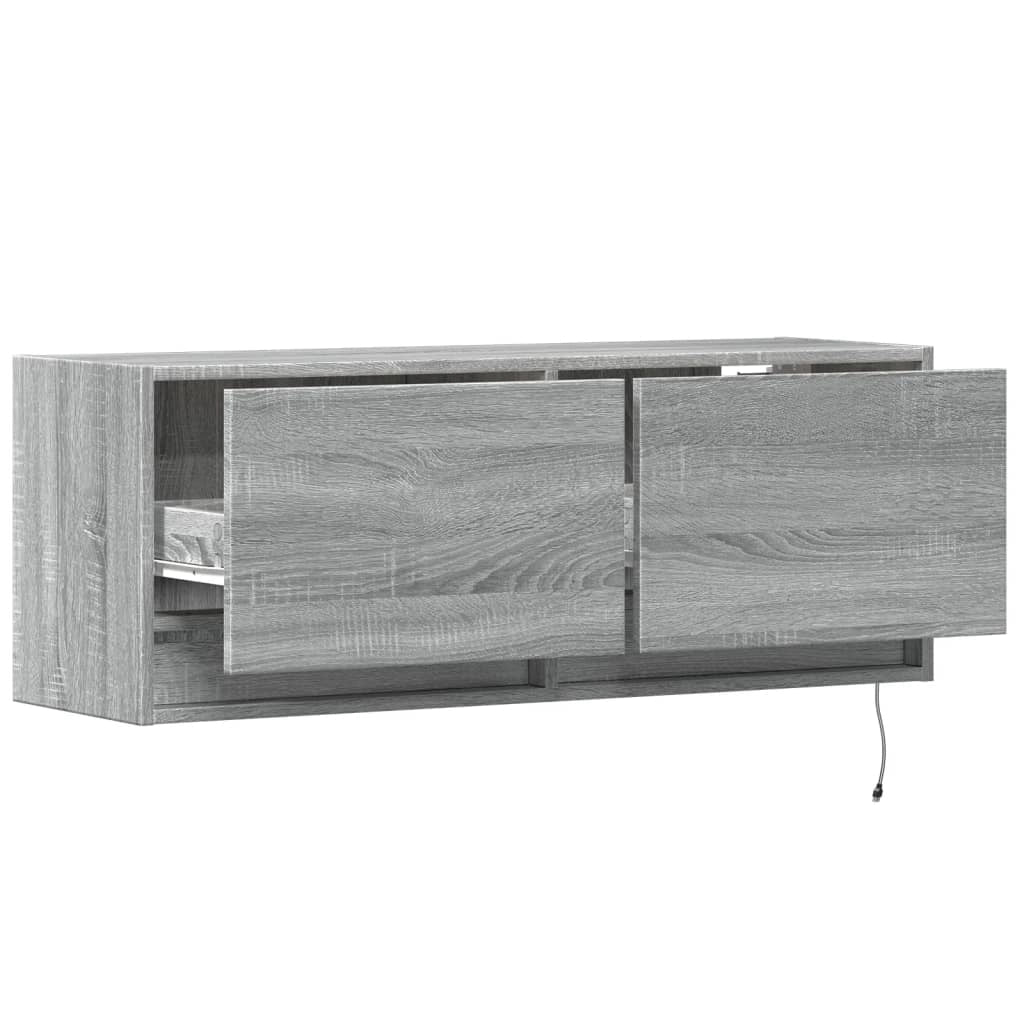 Mobile TV multimediale mensola TV credenza mobile TV sala da pranzo soggiorno camera da letto mobile da parete con luci LED Sonoma 100 x 31 x 35 cm grigio 02_0028034