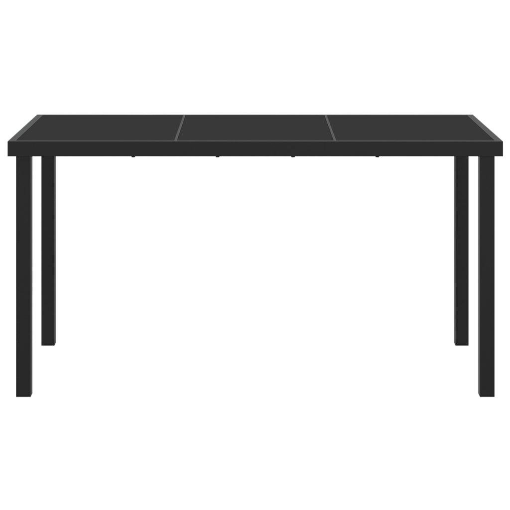 Tavolo da Giardino Nero 140x80x73 cm Vetro Temperato