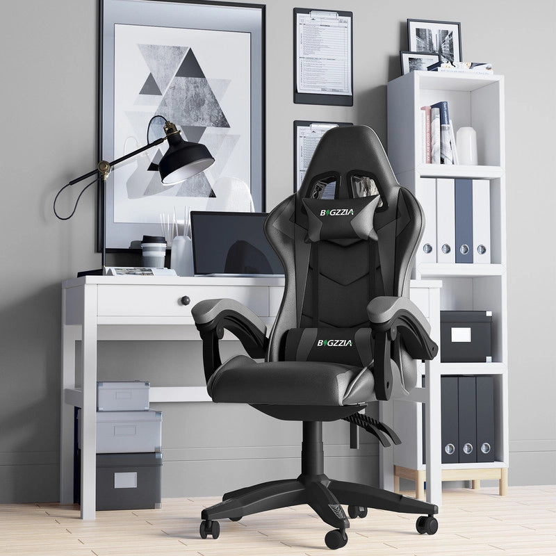 Sedia da gioco, Sedia da gioco ergonomica in similpelle , altezza regolabile con supporto lombare e poggiatesta, schienale reclinabile