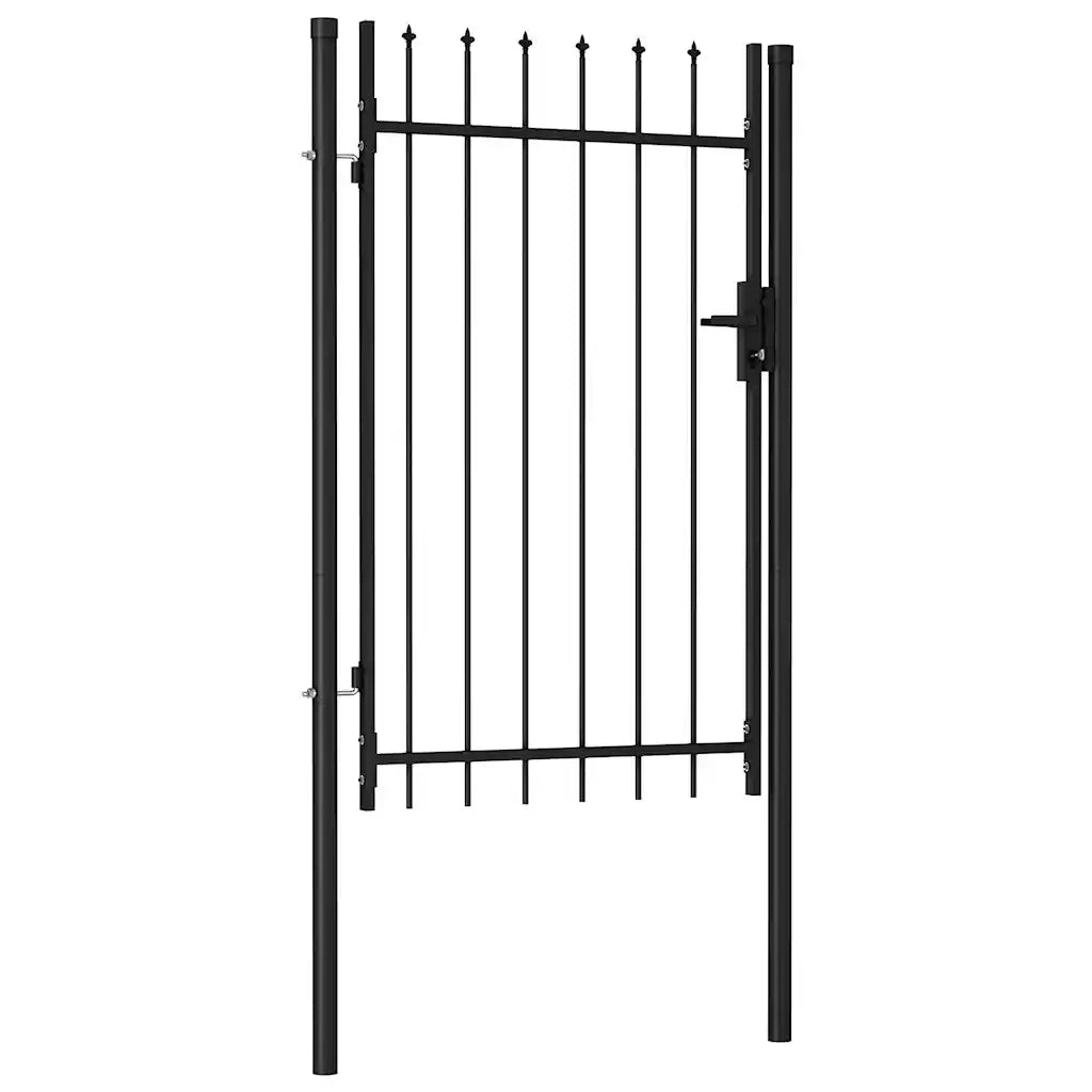 Cancello per recinzione Boxtel porta singola con punta in acciaio 1x1,5 m Nero 146034