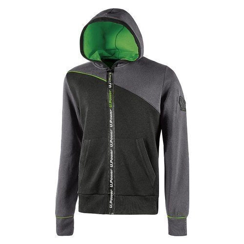 U-Power EY212AG Jupiter Felpa Full Zip con Cappuccio Unisex 70% Cotone 30% Poliestere 310 gr-mq colore Grigio