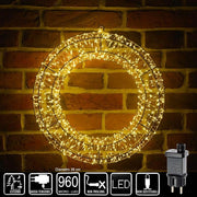 Ghirlanda Natalizia 3D in Metallo con 960 Luci LED Diametro 38 cm da appendere