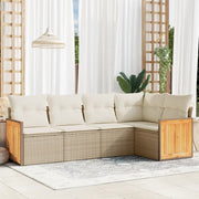Set Divano da Giardino 5 pz con Cuscini Beige in Polyrattan 3260028