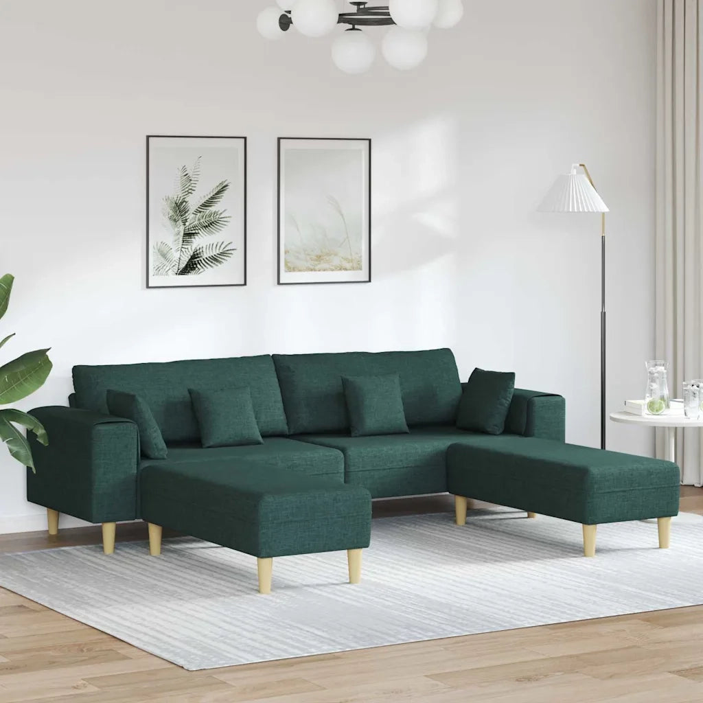 Divano in tessuto con cuscino 3 pcs Verde Scuro 208 cm Tessuto