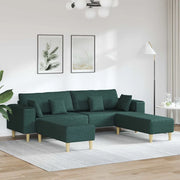 Divano in tessuto con cuscino 3 pcs Verde Scuro 208 cm Tessuto