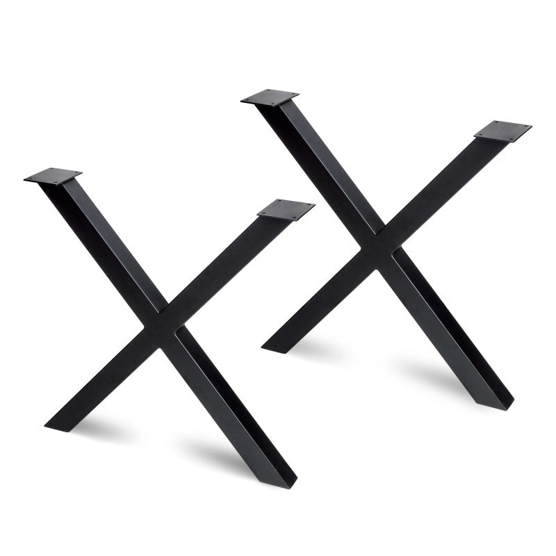Set di gambe per tavolo Cross, larghezza 695mm, Acciaio, Verniciato nero