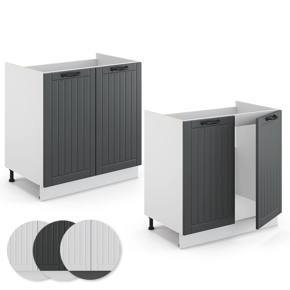 Mobile lavello cucina Fame-Line Antracite rustico/Bianco 80 cm senza piano di lavoro Vicco