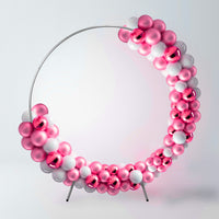 Kit Arco Palloncino Fiori Rotondo 200cm in Metallo Enorme Rimovibile Facile da Trasportare e Riutilizzabile Migliore Decorazione per Matrimoni Nozze Eventi Feste 2M & Fascette GRATIS - Argento