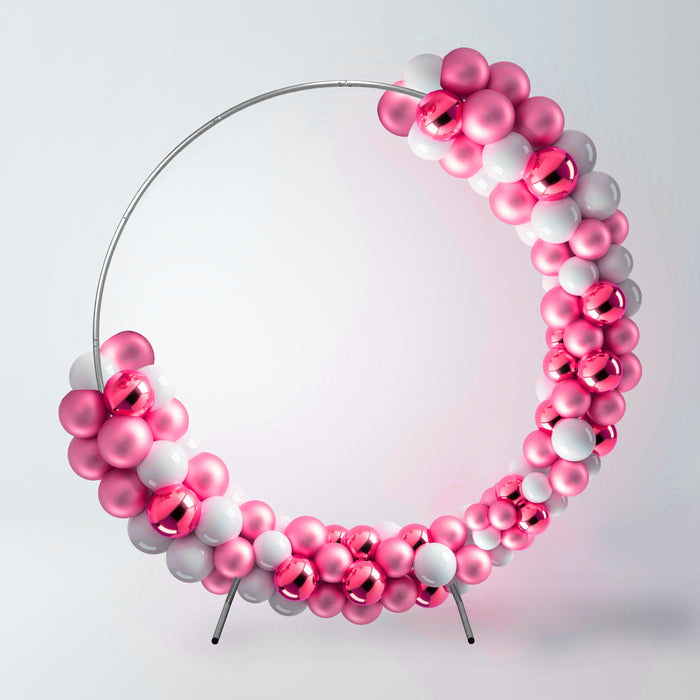 Kit Arco Palloncino Fiori Rotondo 200cm in Metallo Enorme Rimovibile Facile da Trasportare e Riutilizzabile Migliore Decorazione per Matrimoni Nozze Eventi Feste 2M & Fascette GRATIS - Argento