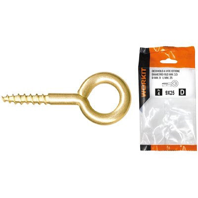 OCCHIOLO A VITE OTTONE SELF WORKIT - MOD 19X60 MM 9X25X3,5 CF=PZ 4- 5 confezioni