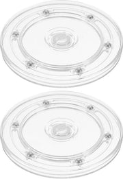 Doppio supporto rotante in acrilico 14 cm, trasparente, disco rotante organizzatore a rulli, 2 pezzi, con cuscinetti a sfera, girevole 360 gradi, per menù, tavola, decorazione cucina, bagno.