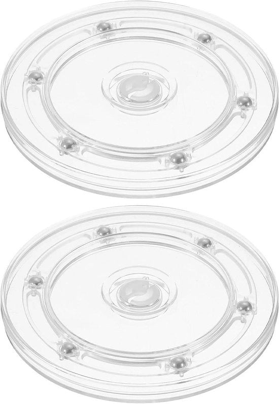 Doppio supporto rotante in acrilico 14 cm, trasparente, disco rotante organizzatore a rulli, 2 pezzi, con cuscinetti a sfera, girevole 360 gradi, per menù, tavola, decorazione cucina, bagno.