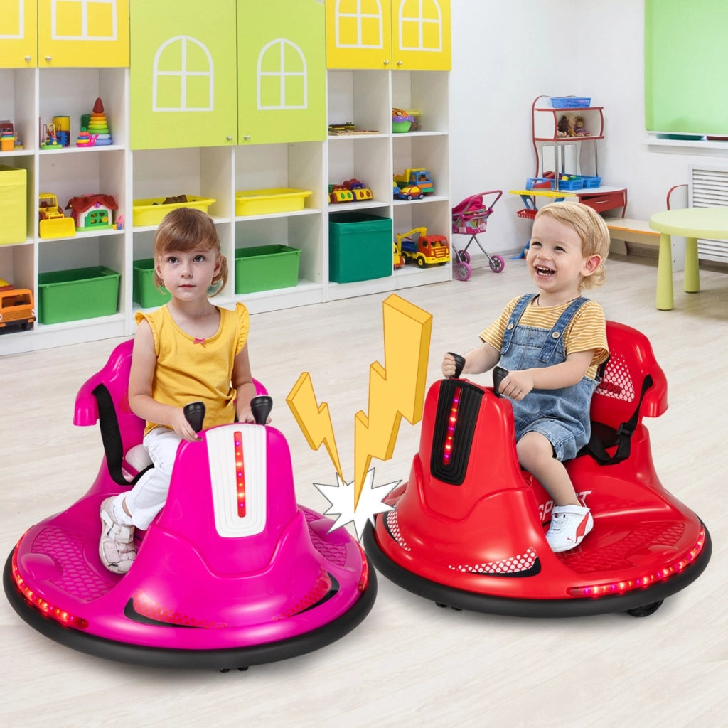Autoscontro elettrico a batteria con doppio joystick telecomando luci a LED, Autoscontro per bambini Rosso-Macchinine giocattoli