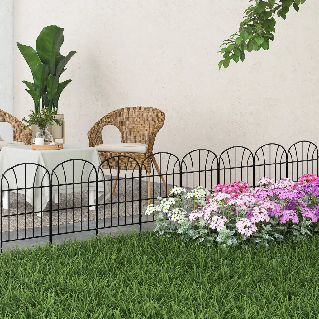 Recinzione per giardino ¨C zephmum ¨C 8 elementi, metallo, nero, 264x61 cm