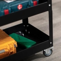 DURHAND Carrello Porta Attrezzi a 3 Livelli in Acciaio con Bordi Alti e 4 Ruote Girevoli, 83x35.3x76 cm, Nero