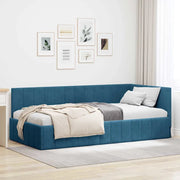 Cornice del letto ad angolo Blu 100 cm x 200 cm Velluto