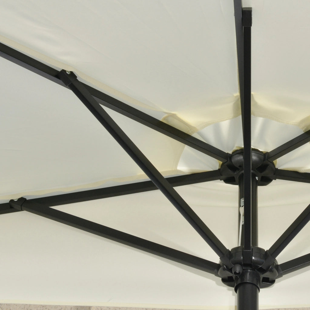 Ombrellone da giardino semicircolare con pannello solare e LED ¨C zephmum ¨C beige 270x135x240 cm