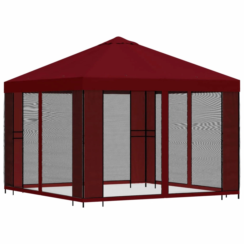 Gazebo da giardino con pareti laterali 3 x 3 m Borgogna 900371