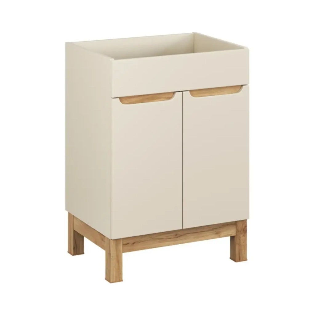 Set ERMANO cachemire 130cm: mobile sottolavabo + lavabo incassato + mobili sospesi e da appoggio