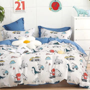 Set da letto per bambini, 135 x 200 cm, per ragazzi e ragazze, disegno dinosauro, set da letto con chiusura a zip, cotone, 135 x 200 cm + 80 x 80 cm, 2 pezzi.