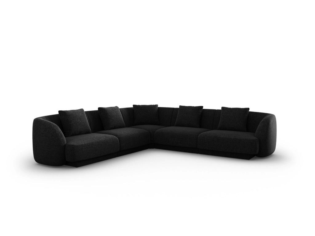 Cosmopolitan Design - Divano angolare reversibile "Tulum" 5 posti in ciniglia nero 