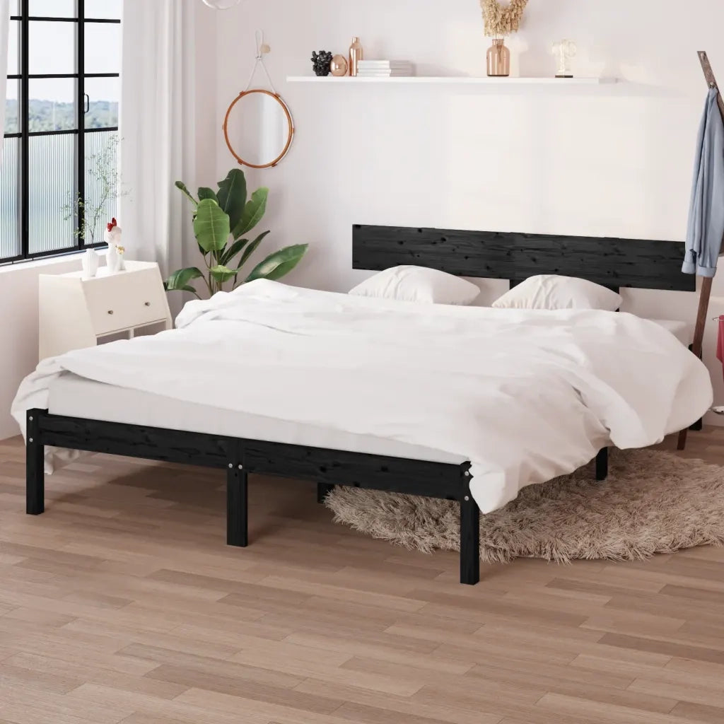Giroletto Nero in Legno Massello di Pino 160x200 cm 810161