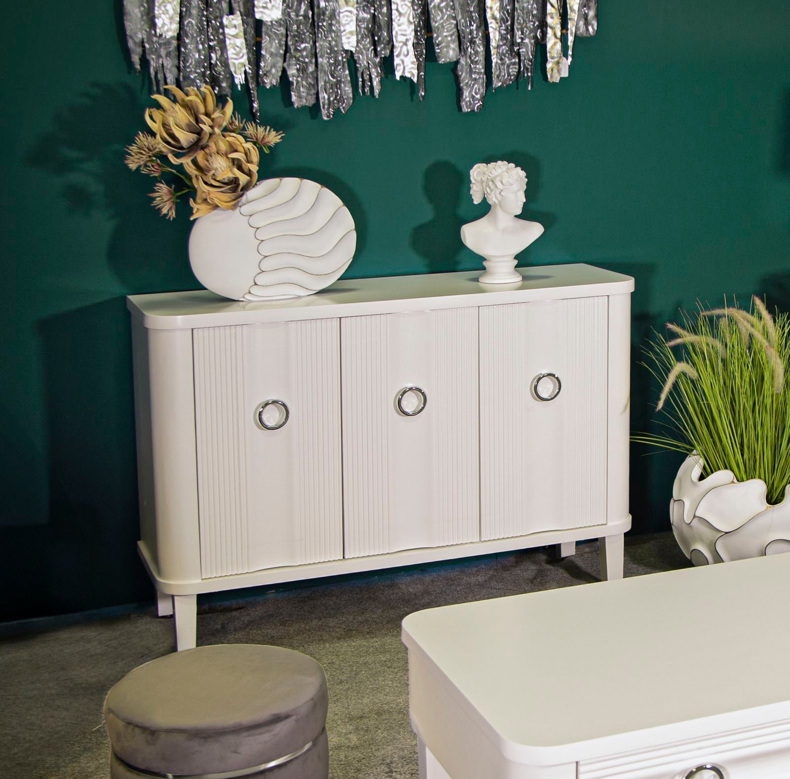 Mobile Shine 120x84x40 cm in Legno MDF e Metallo Bianco