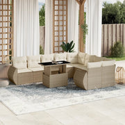 Set Divano da Giardino 10 pz con Cuscini Beige in Polyrattan 3268758