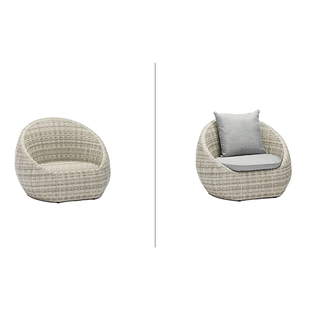 Set 4 Pezzi Salotto da Giardino 4 Posti Santorini con Divano 2 Poltrone e Tavolino in Polyrattan Grigio