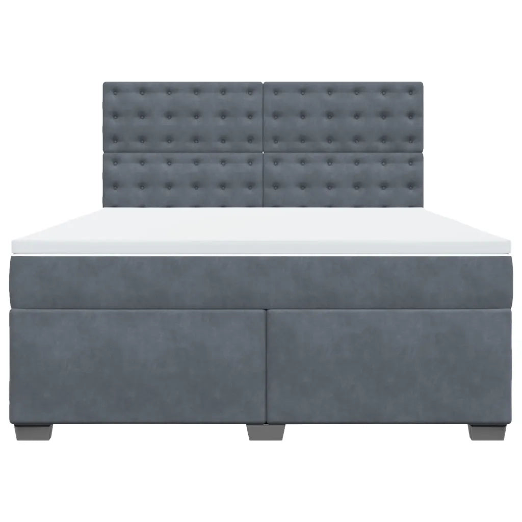 Giroletto a Molle con Materasso Grigio Scuro 180x200 cm Velluto