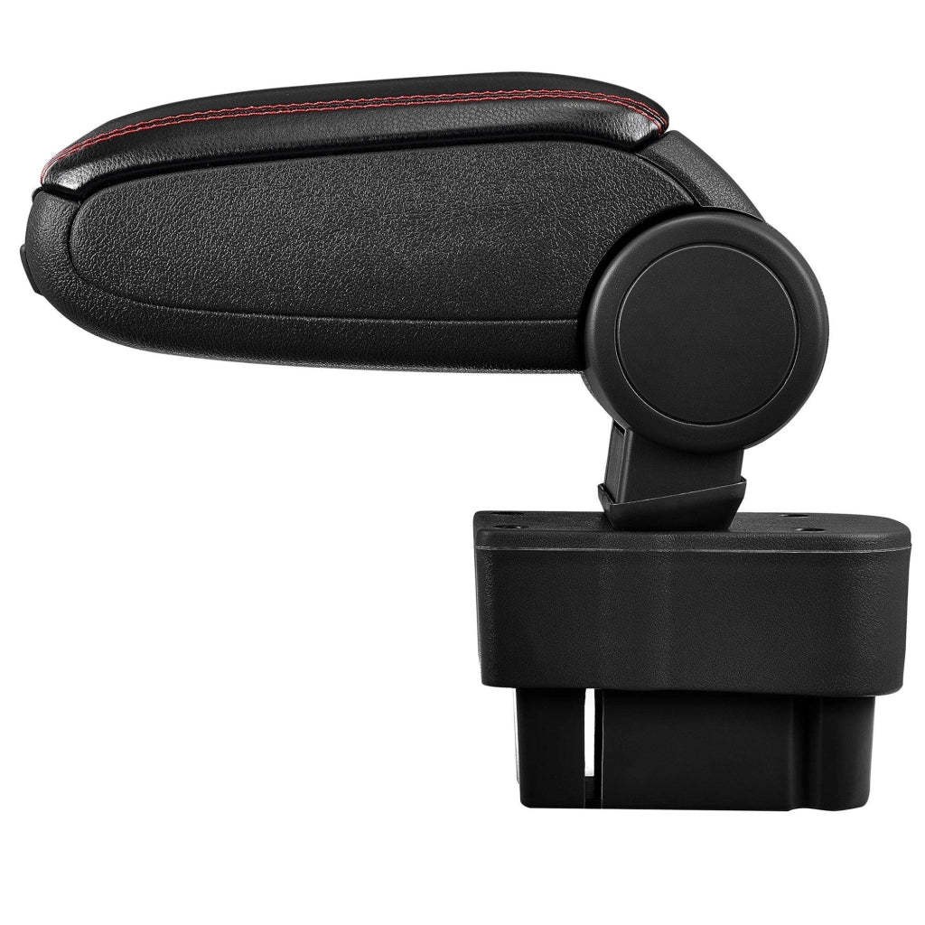 Bracciolo centrale per Opel Corsa D con scomparto imbottito in similpelle nera con cuciture rosse 03_0000577