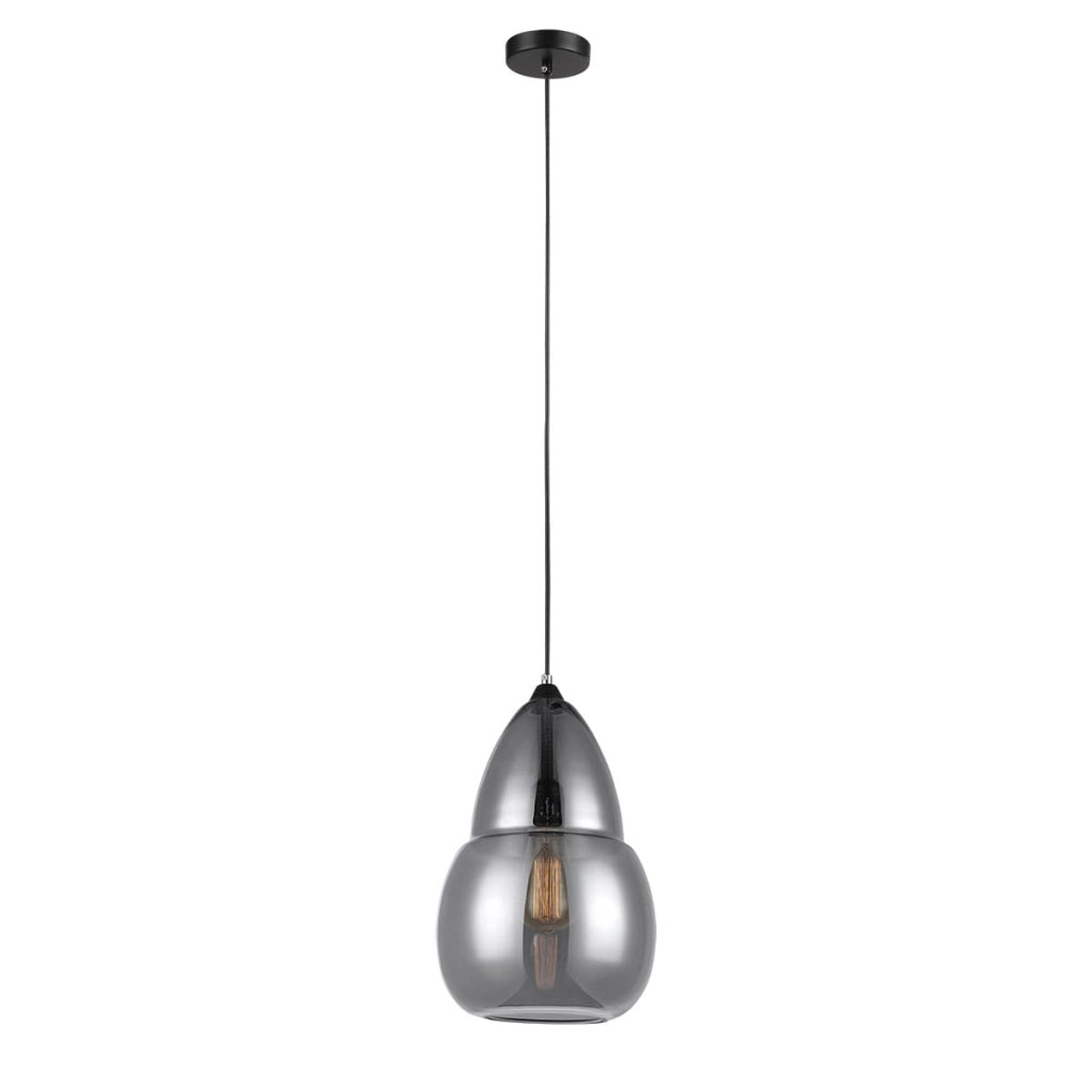 Italux Tesa lampada a sospensione nera vetro E27 23cm