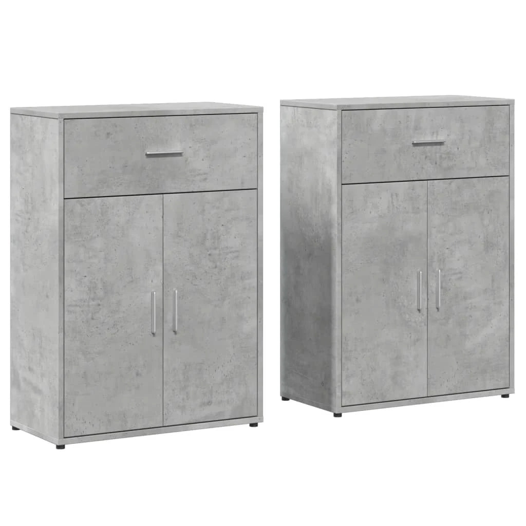 Buffet credenza cassettiera mobiletto mobile contenitore organizer per cucina soggiorno salotti set da 2 60 x 30 x 84 cm legno ingegnerizzato grigio 02_0036855