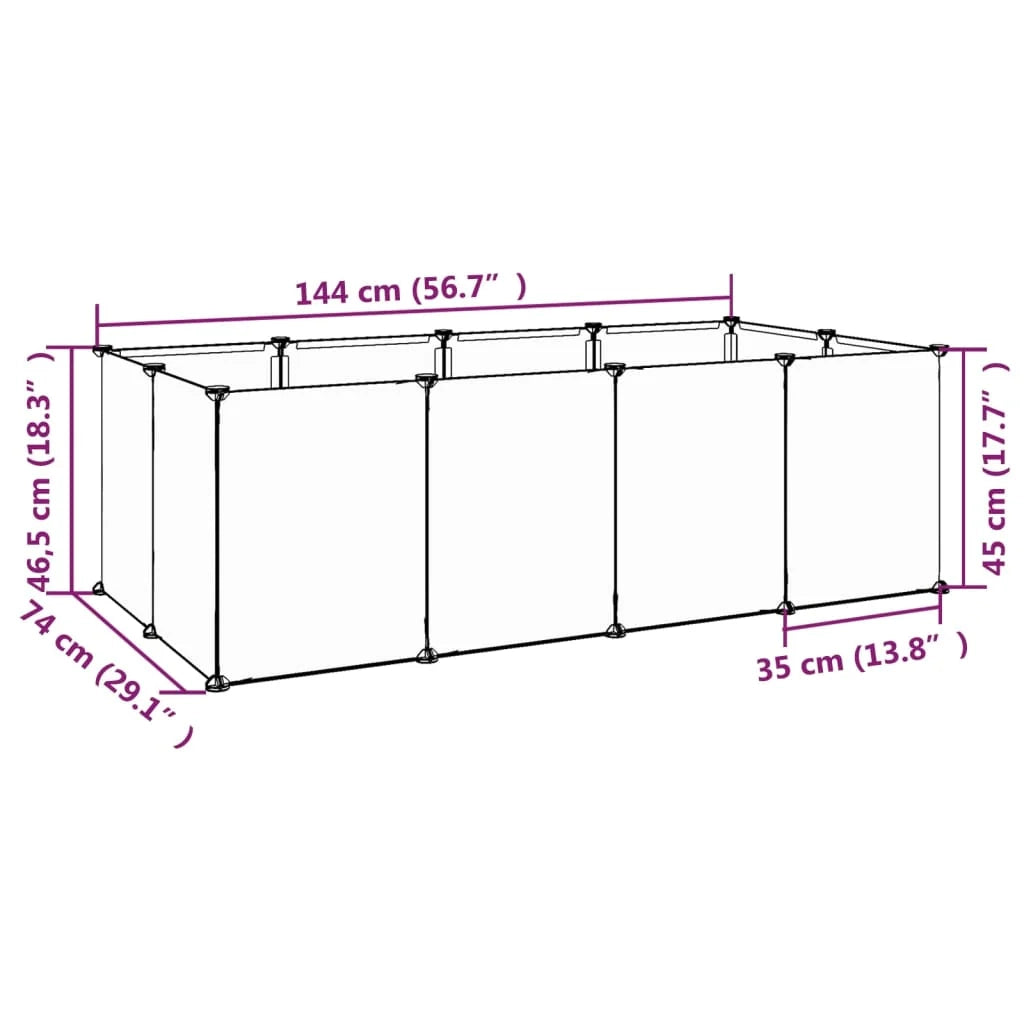Gabbia trasparente per piccoli animali 144 x 74 x 46,5 cm PP e acciaio Trasparente 02_0041653