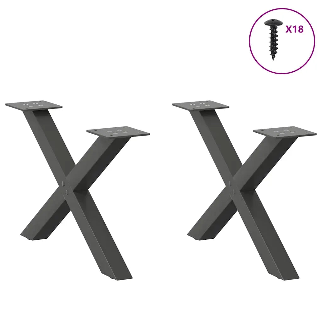 Gambe per Tavolino da Caffè a Forma di X 2 pz Antracite 50x(30-31) cm Acciaio 4012878