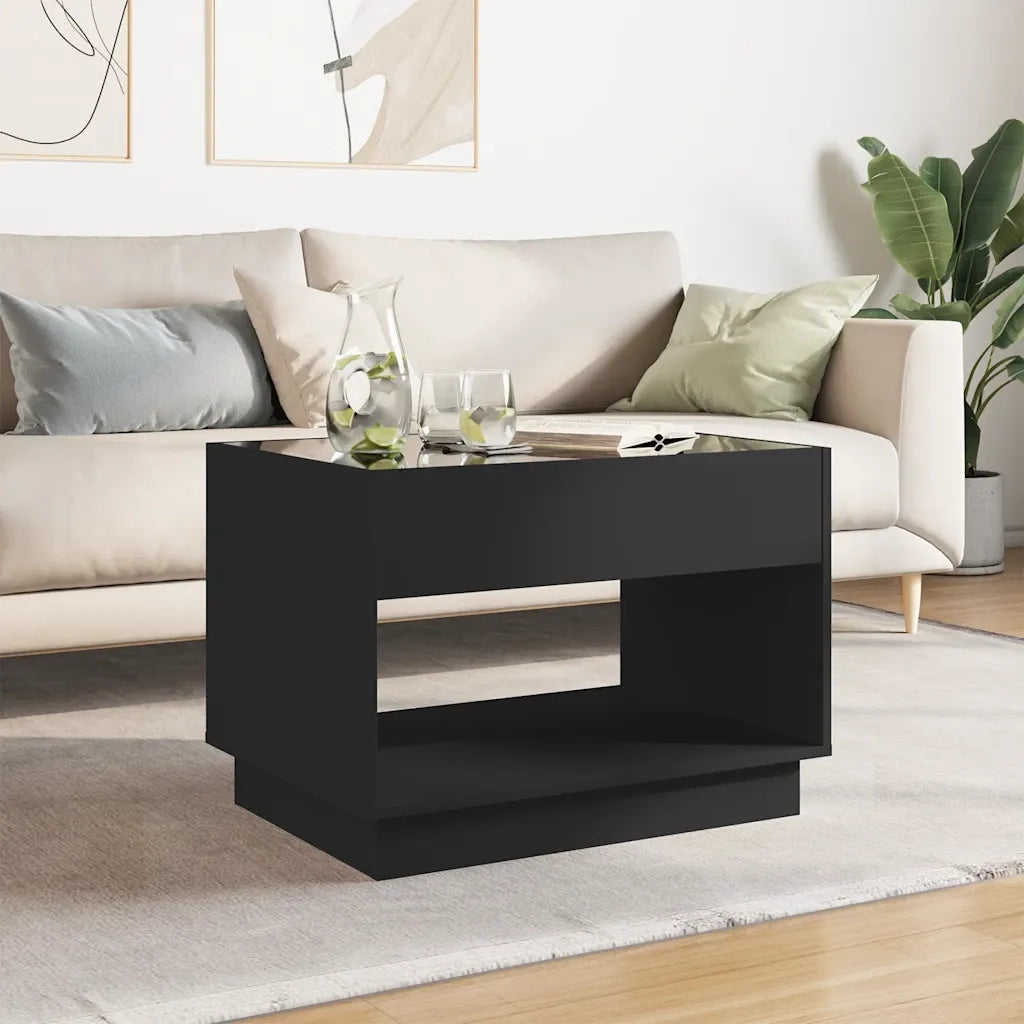 Tavolino da Salotto con LED Infinity-Tavolino da soggiorno Nero 70x50x50 cm