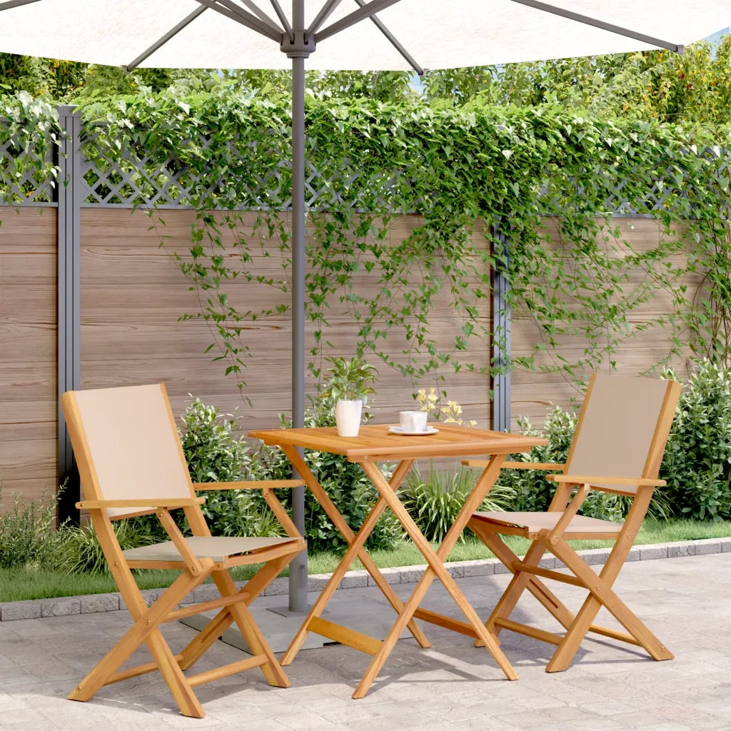 Set da Bistrot 3pz Beige in Tessuto e Legno Massello 3281883