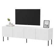 Mobile porta TV Priocca, Madia da salotto con quattro ante battenti, Rialzato da terra, 200x42 h52 cm, Bianco