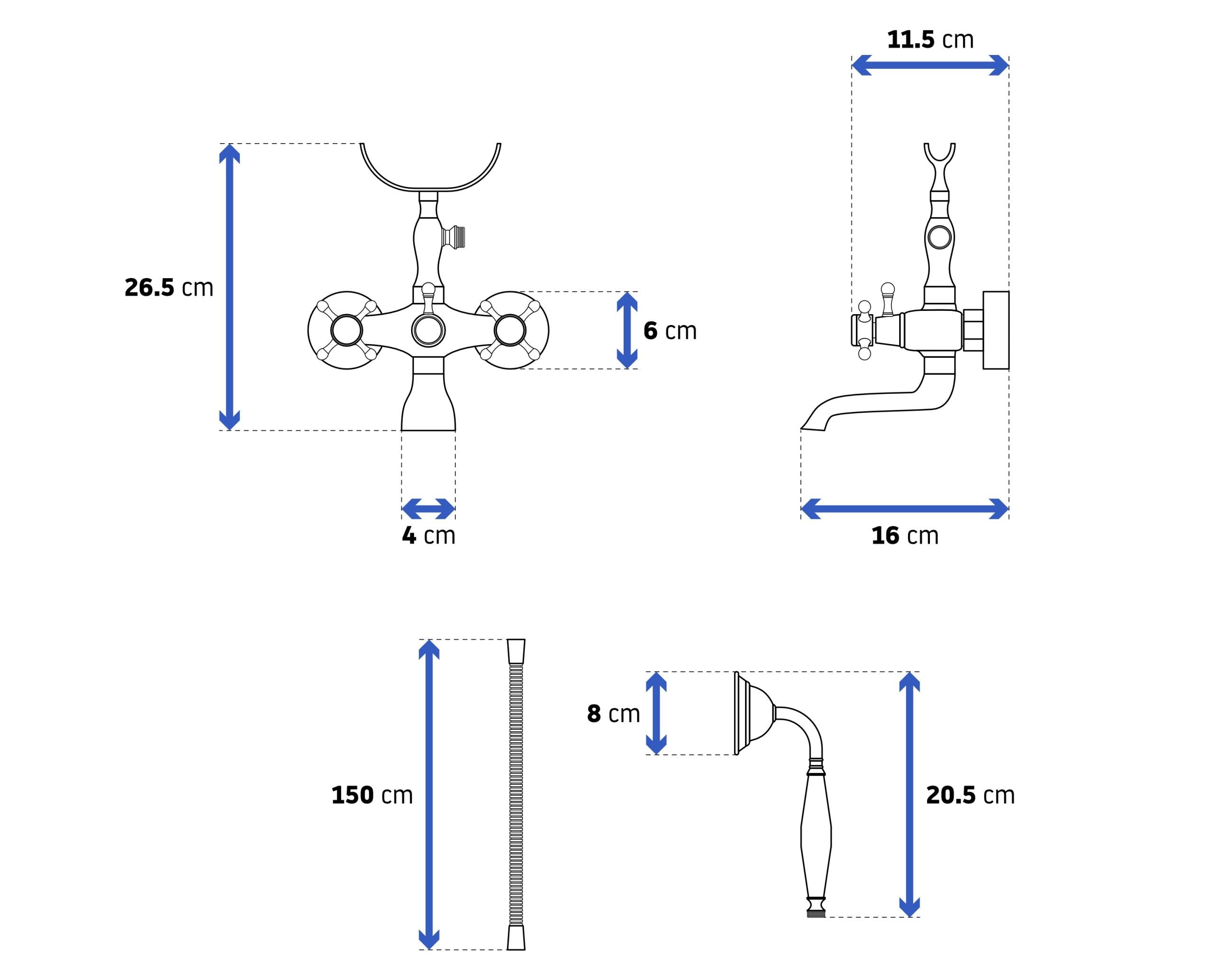 Rubinetto Da Vasca Rea Retro Old Black