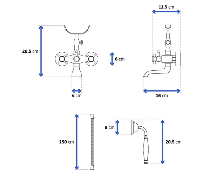 Rubinetto Da Vasca Rea Retro Old Black